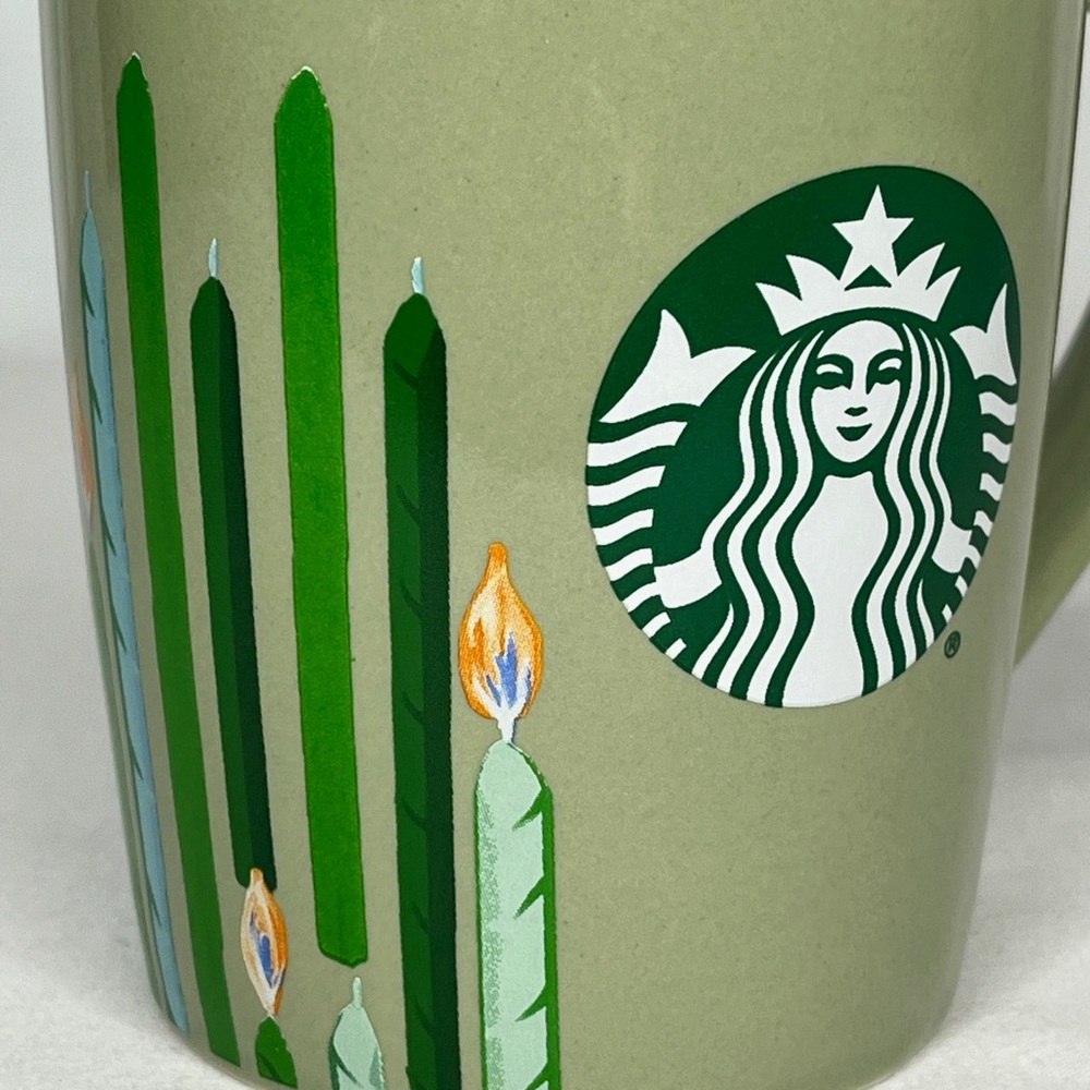 Starbucks Birthday Mug with Green Candles-10 oz